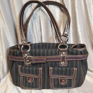 Apt 9 Tweed Black Brown Eggplant Shoulder Bag